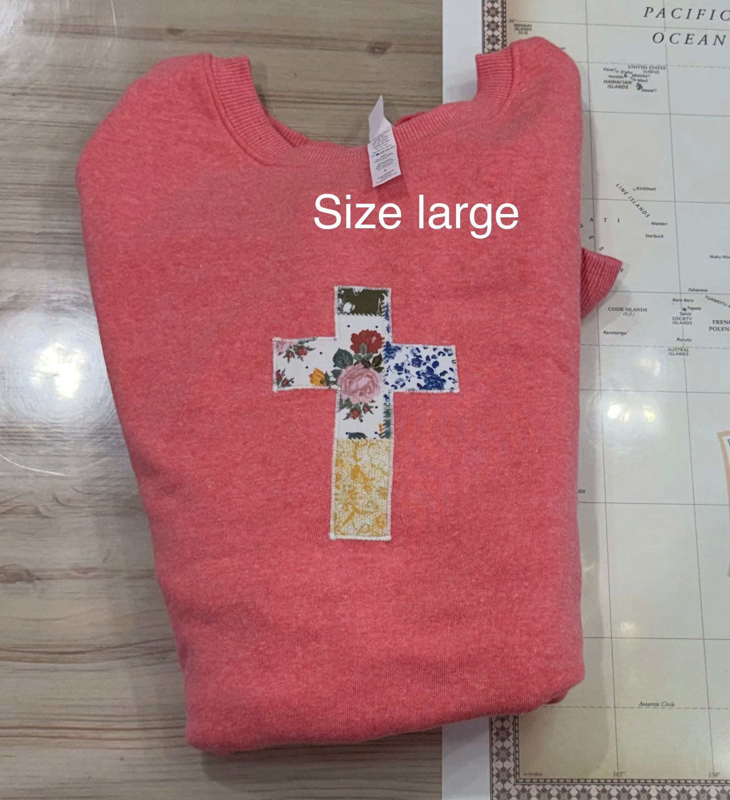 Large coral sweatshirt