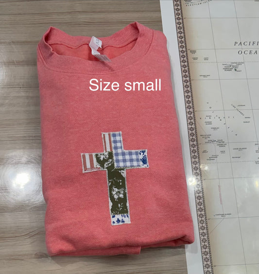 Small coral cross sweatshirt