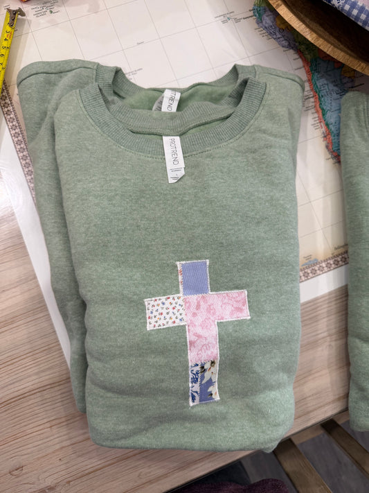 Large sage cross sweatshirt